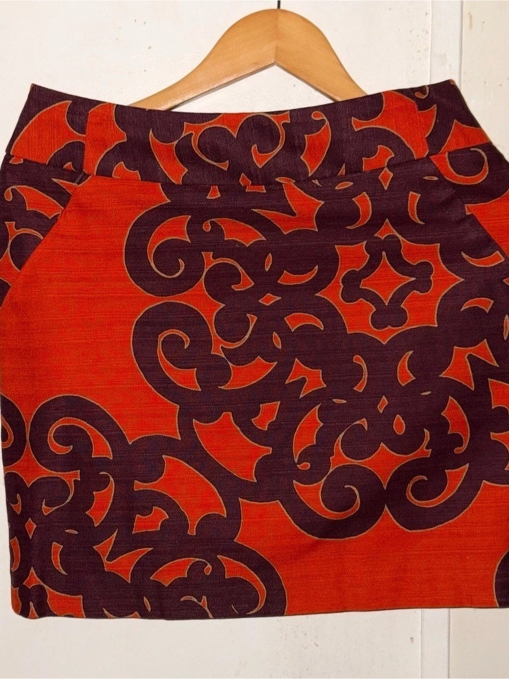 Merona Abstract Print Mini Skirt in Orange & Purple Size 6